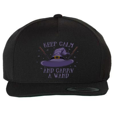 Keep Calm And Carry A Wand Funny Gift Wool Snapback Cap