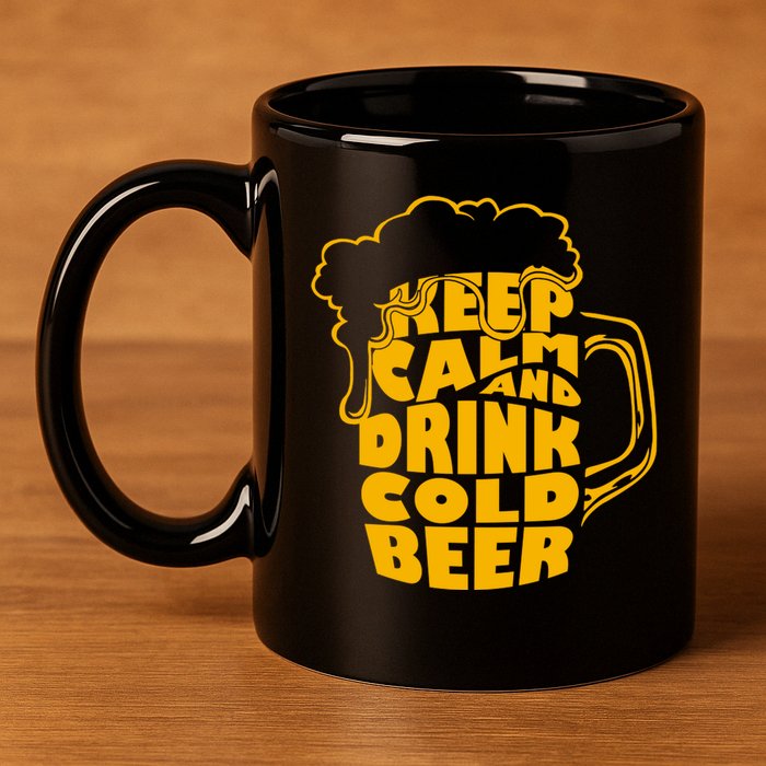 Keep Calm And Drink Cold Beer 11oz C Handle Ceramic Mug