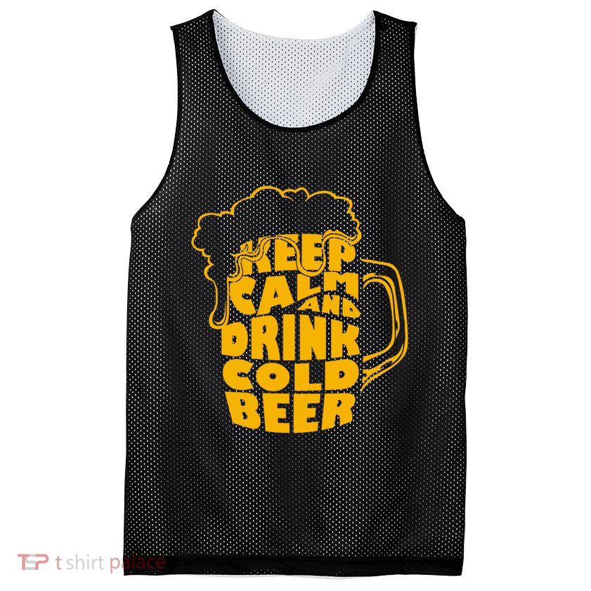 Keep Calm And Drink Cold Beer Mesh Reversible Basketball Jersey Tank