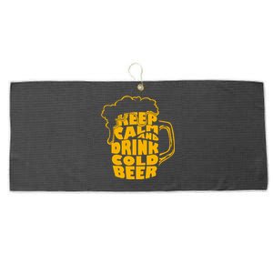 Keep Calm And Drink Cold Beer Large Microfiber Waffle Golf Towel