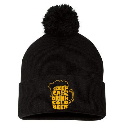 Keep Calm And Drink Cold Beer Pom Pom 12in Knit Beanie