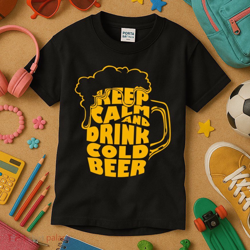 Keep Calm And Drink Cold Beer Kids T-Shirt