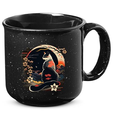 Kawaii Cat Anime Japanese Retro 15oz Campfire Ceramic Mug