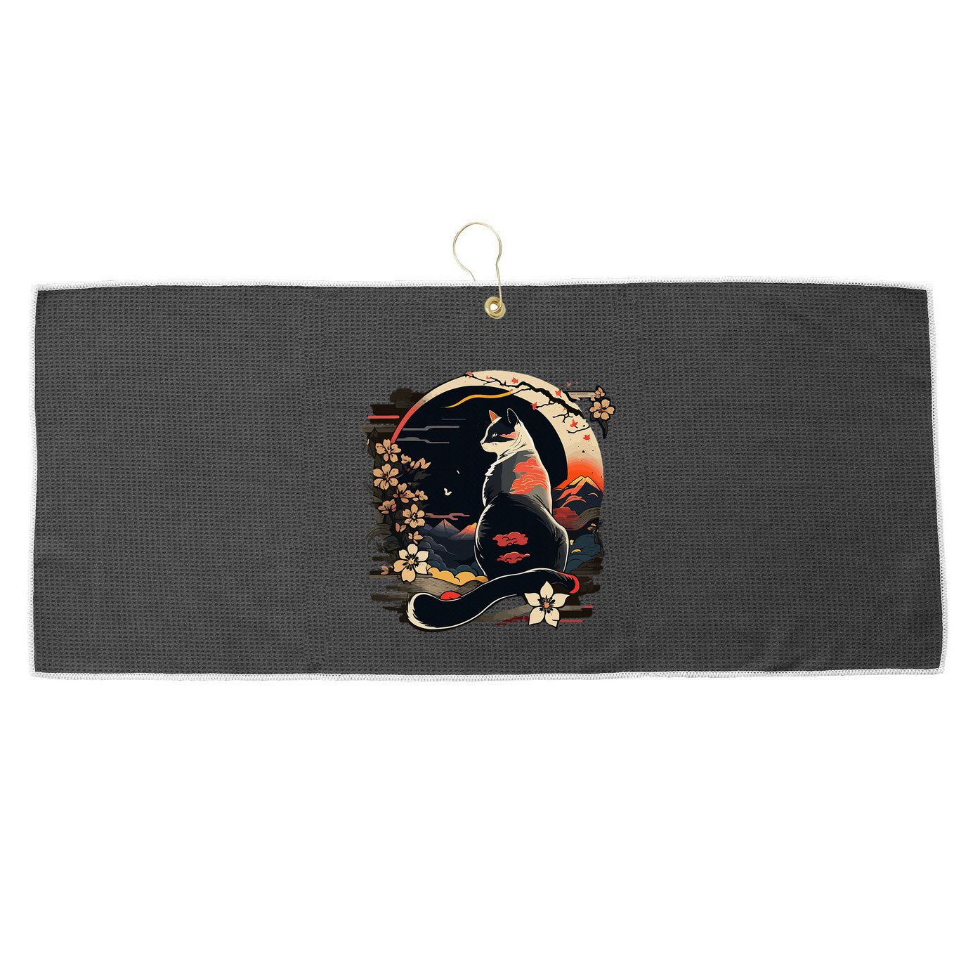 Kawaii Cat Anime Japanese Retro Large Microfiber Waffle Golf Towel