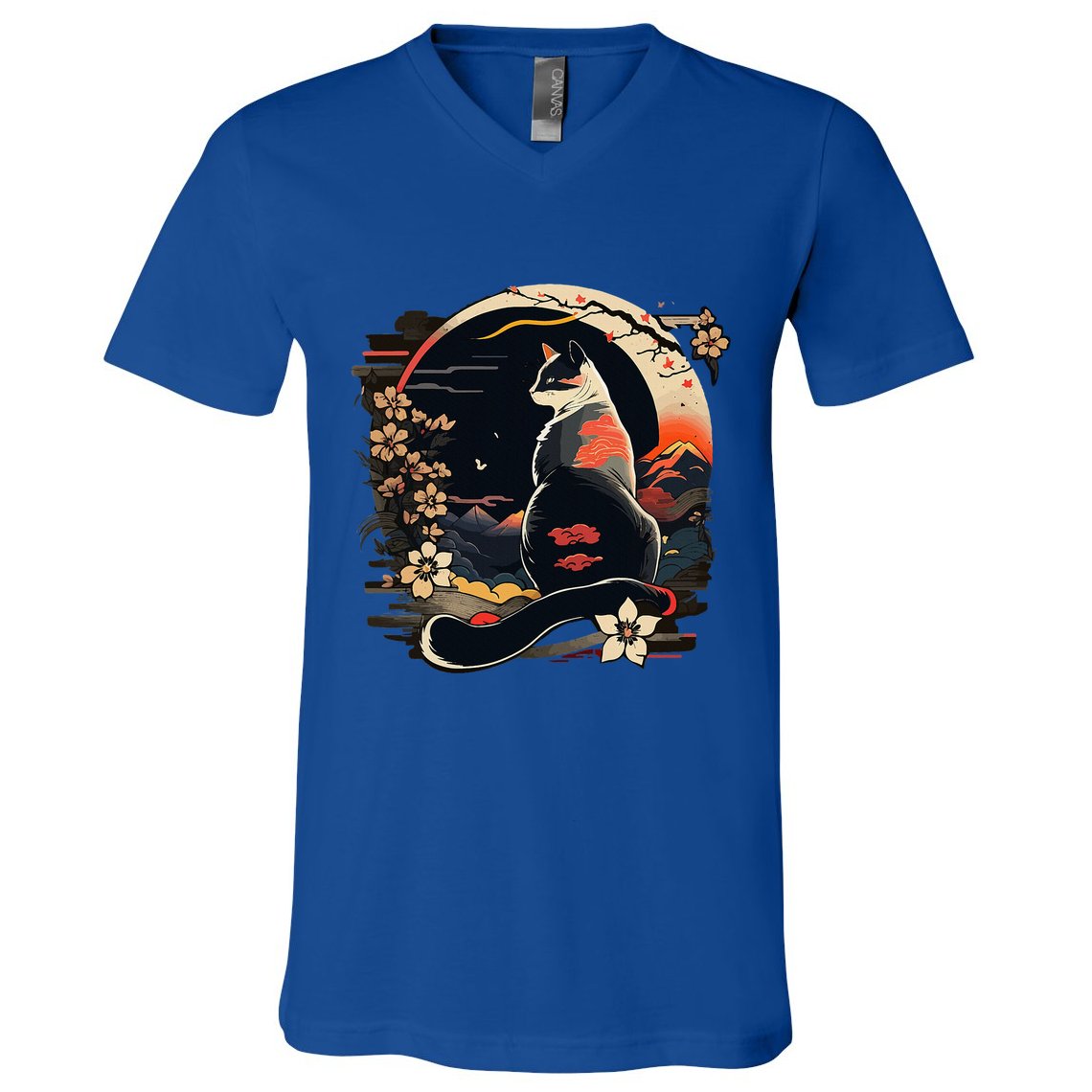 Kawaii Cat Anime Japanese Retro V-Neck T-Shirt