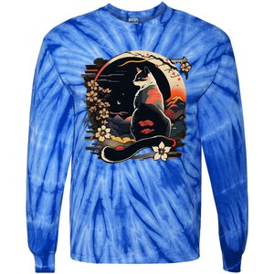 Kawaii Cat Anime Japanese Retro Tie-Dye Long Sleeve Shirt