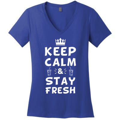 Keep Calm And Stay Fresh National Beverage Day Gift Meaningful Gift Women's V-Neck T-Shirt