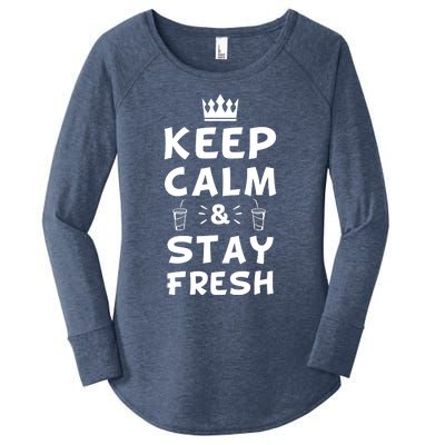 Keep Calm And Stay Fresh National Beverage Day Gift Meaningful Gift Women's Perfect Tri Tunic Long Sleeve Shirt