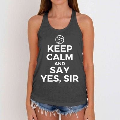 Keep Calm And Say Yes Sir Bdsm Kink Women's Knotted Racerback Tank