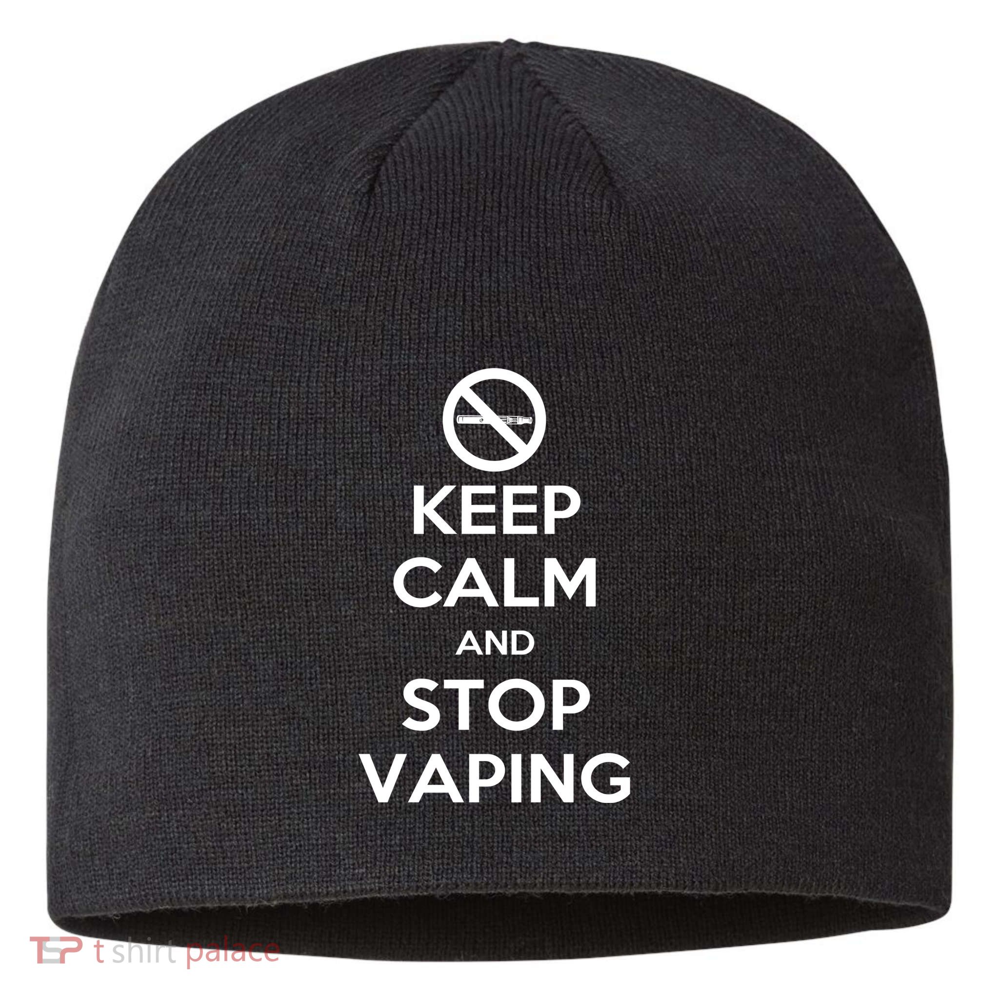 Keep Calm And Stop Vaping Sustainable Beanie