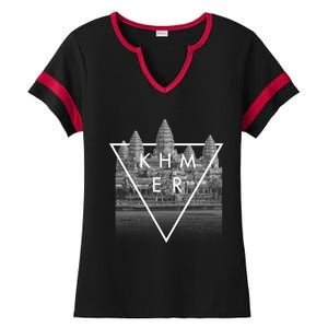 Khmer Cambodian Aesthetic Angkor Wat Gift Ladies Halftime Notch Neck Tee