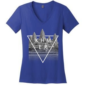 Khmer Cambodian Aesthetic Angkor Wat Gift Women's V-Neck T-Shirt