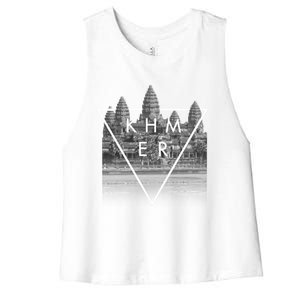 Khmer Cambodian Aesthetic Angkor Wat Gift Women's Racerback Cropped Tank