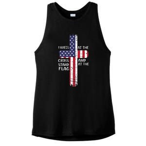 Kneel Cross At The Cross Memorial Day Ladies PosiCharge Tri-Blend Wicking Tank