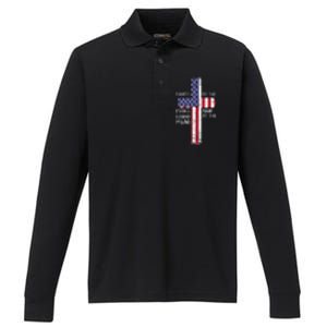 Kneel Cross At The Cross Memorial Day Performance Long Sleeve Polo