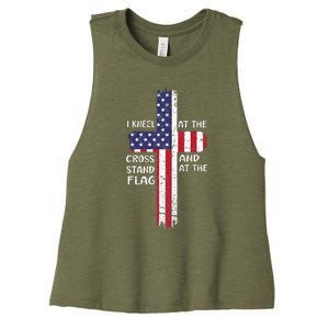 Kneel Cross At The Cross Memorial Day Women's Racerback Cropped Tank