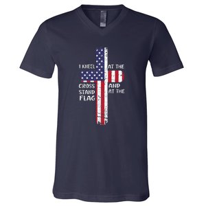 Kneel Cross At The Cross Memorial Day V-Neck T-Shirt