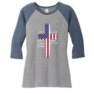 Kneel Cross At The Cross Memorial Day Women's Tri-Blend 3/4-Sleeve Raglan Shirt