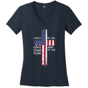 Kneel Cross At The Cross Memorial Day Women's V-Neck T-Shirt