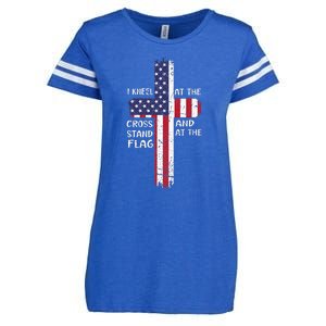 Kneel Cross At The Cross Memorial Day Enza Ladies Jersey Football T-Shirt