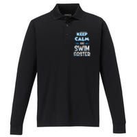 Keep Calm And Swim Faster Shark Lovers Performance Long Sleeve Polo