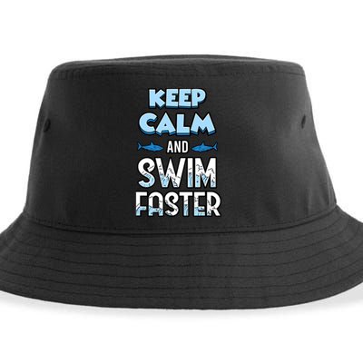 Keep Calm And Swim Faster Shark Lovers Sustainable Bucket Hat