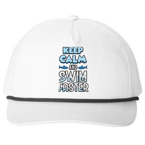 Keep Calm And Swim Faster Shark Lovers Snapback Five-Panel Rope Hat