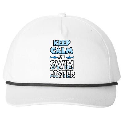 Keep Calm And Swim Faster Shark Lovers Snapback Five-Panel Rope Hat