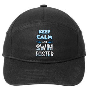 Keep Calm And Swim Faster Shark Lovers 7-Panel Snapback Hat