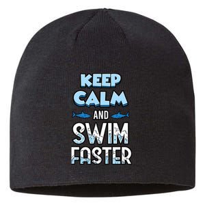 Keep Calm And Swim Faster Shark Lovers Sustainable Beanie