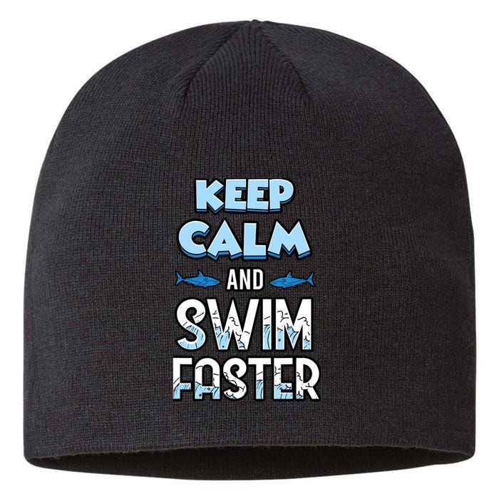 Keep Calm And Swim Faster Shark Lovers Sustainable Beanie