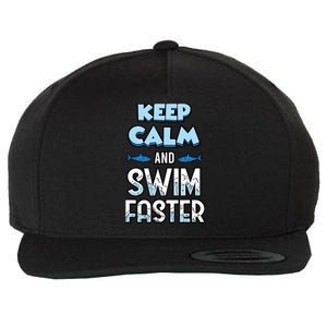 Keep Calm And Swim Faster Shark Lovers Wool Snapback Cap