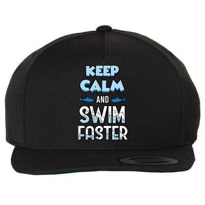 Keep Calm And Swim Faster Shark Lovers Wool Snapback Cap