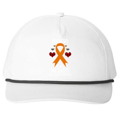 Kidney Cancer Awareness Remembrance Hero Is Now My Angel Gift Snapback Five-Panel Rope Hat