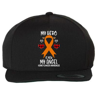 Kidney Cancer Awareness Remembrance Hero Is Now My Angel Gift Wool Snapback Cap