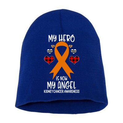 Kidney Cancer Awareness Remembrance Hero Is Now My Angel Gift Short Acrylic Beanie