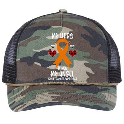 Kidney Cancer Awareness Remembrance Hero Is Now My Angel Gift Retro Rope Trucker Hat Cap