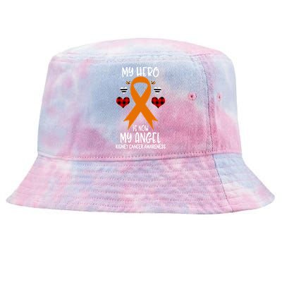 Kidney Cancer Awareness Remembrance Hero Is Now My Angel Gift Tie-Dyed Bucket Hat