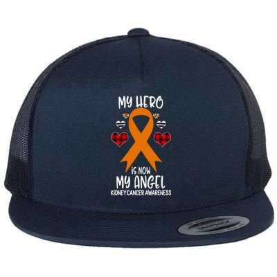 Kidney Cancer Awareness Remembrance Hero Is Now My Angel Gift Flat Bill Trucker Hat