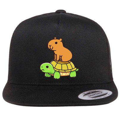 Kawaii Capybara And Turtle Backpack Flat Bill Trucker Hat