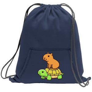 Kawaii Capybara And Turtle Backpack Sweatshirt Cinch Pack Bag