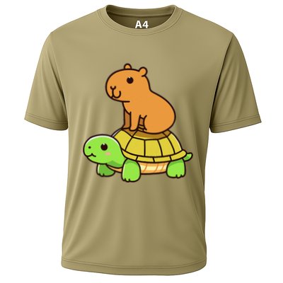 Kawaii Capybara And Turtle Backpack Cooling Performance Crew T-Shirt