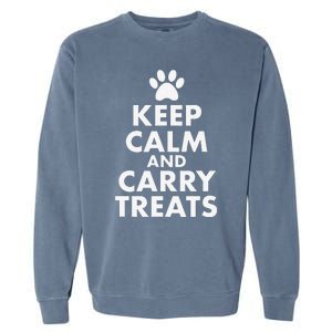 Keep Calm And Carry Treats Dog Trainer Funny Garment-Dyed Sweatshirt