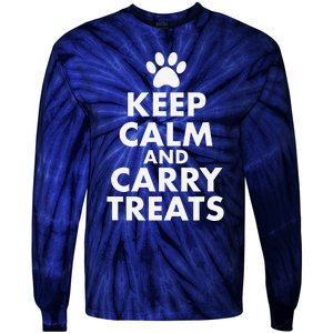 Keep Calm And Carry Treats Dog Trainer Funny Tie-Dye Long Sleeve Shirt