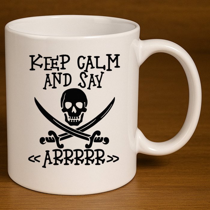 Keep Calm And Say Arrrr Talk Like A Pirate Day 11oz C Handle Ceramic Mug