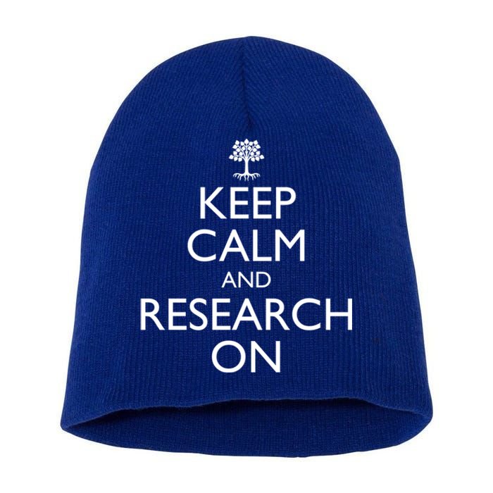 Keep Calm And Research On Genealogy Funny Gift Short Acrylic Beanie