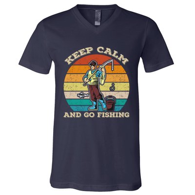 Keep Calm And Go Fishing V-Neck T-Shirt