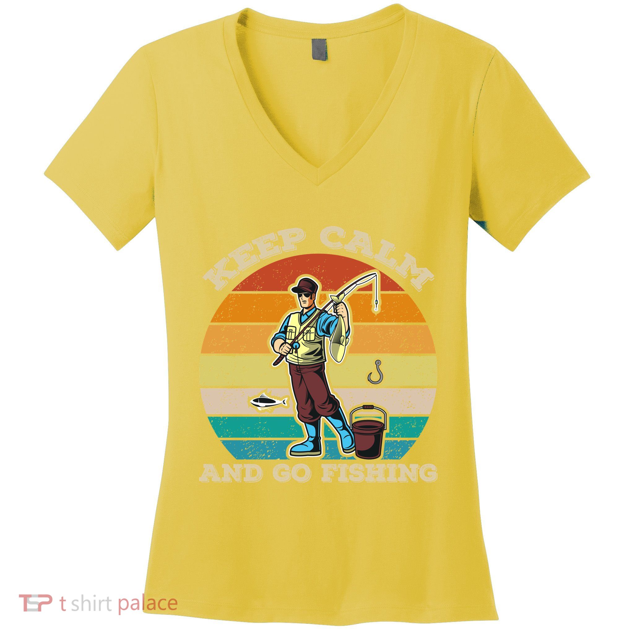 Keep Calm And Go Fishing Women's V-Neck T-Shirt