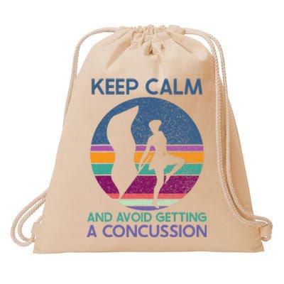 Keep Calm And Avoid Getting A Concussion Retro Color Guard Drawstring Bag