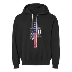 Kneel Cross At The Cross Memorial Day Never Forget Veteran Garment-Dyed Fleece Hoodie